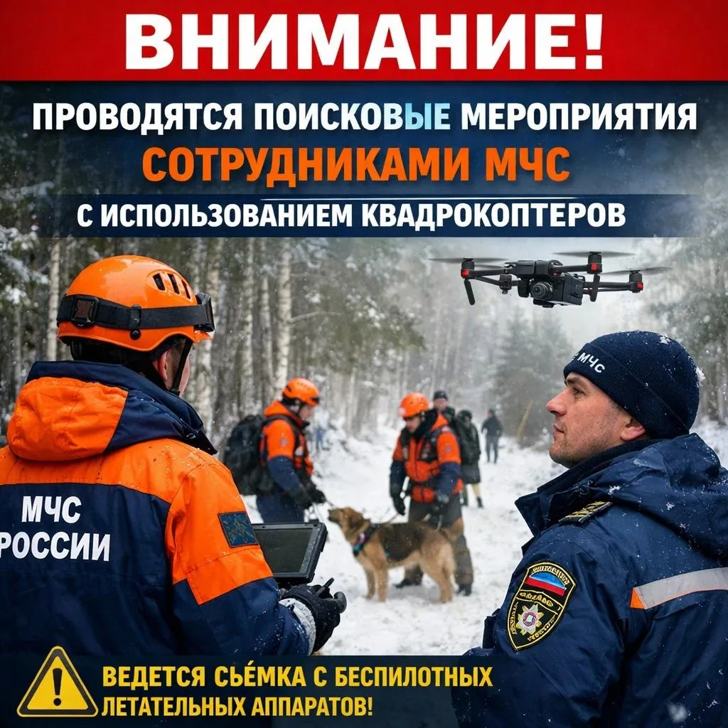 📢ВНИМАНИЕ: В зоне поисков работают квадрокоптеры!