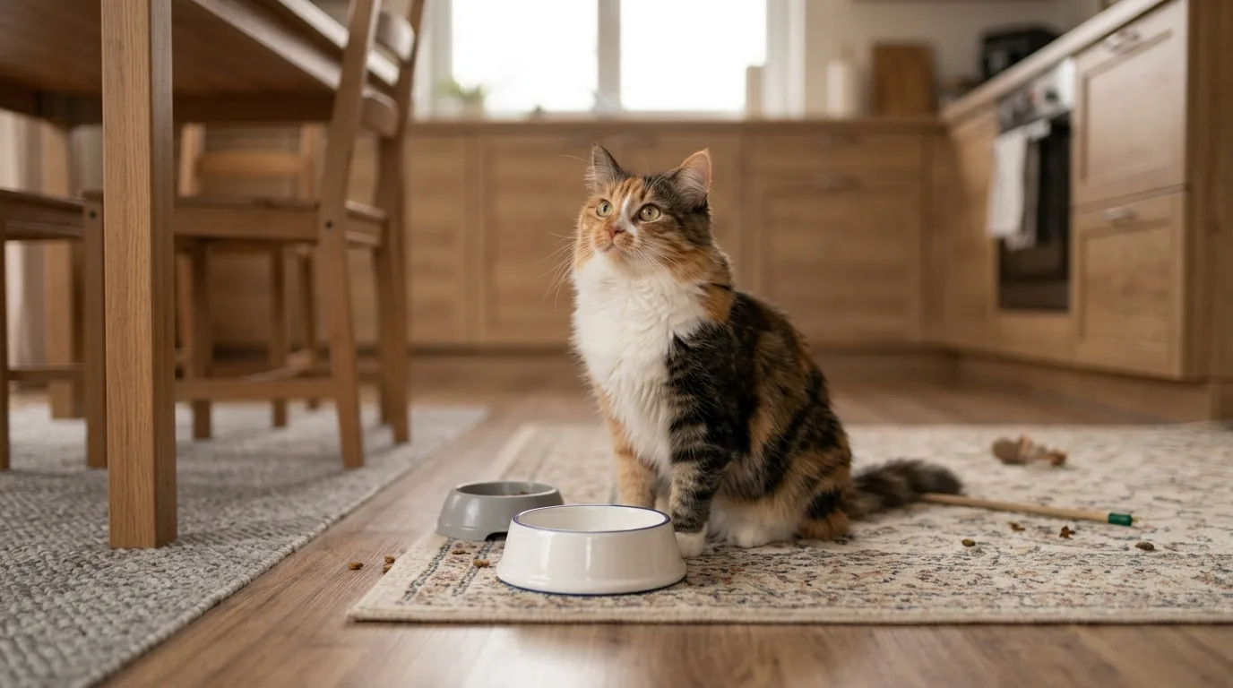 🐾 Кот просит есть постоянно, и миска пополняется без счёта

Отказать жалко, кот же явно голодный.