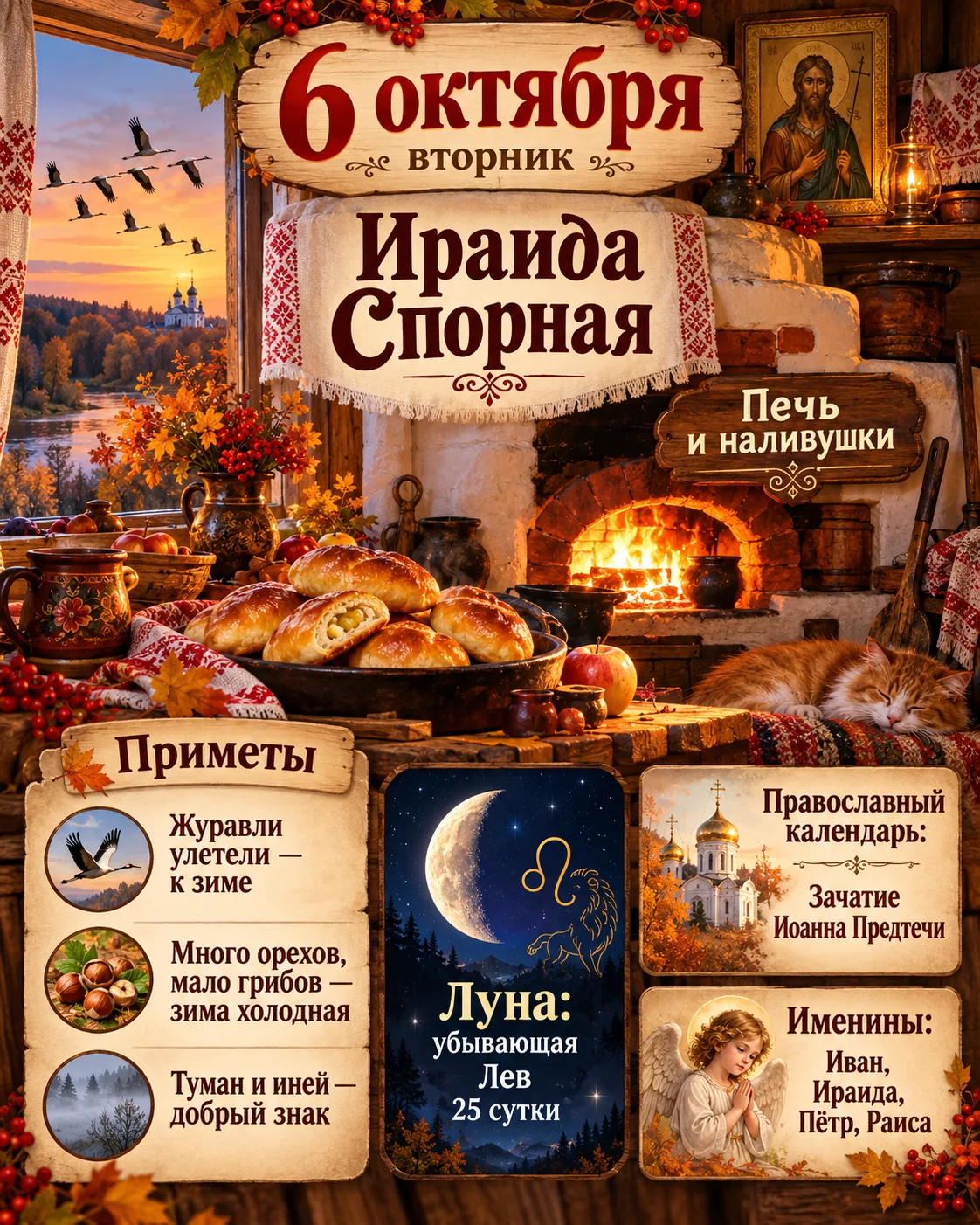 🌙 НАРОДНЫЙ И ЛУННЫЙ КАЛЕНДАРЬ — 6 ОКТЯБРЯ