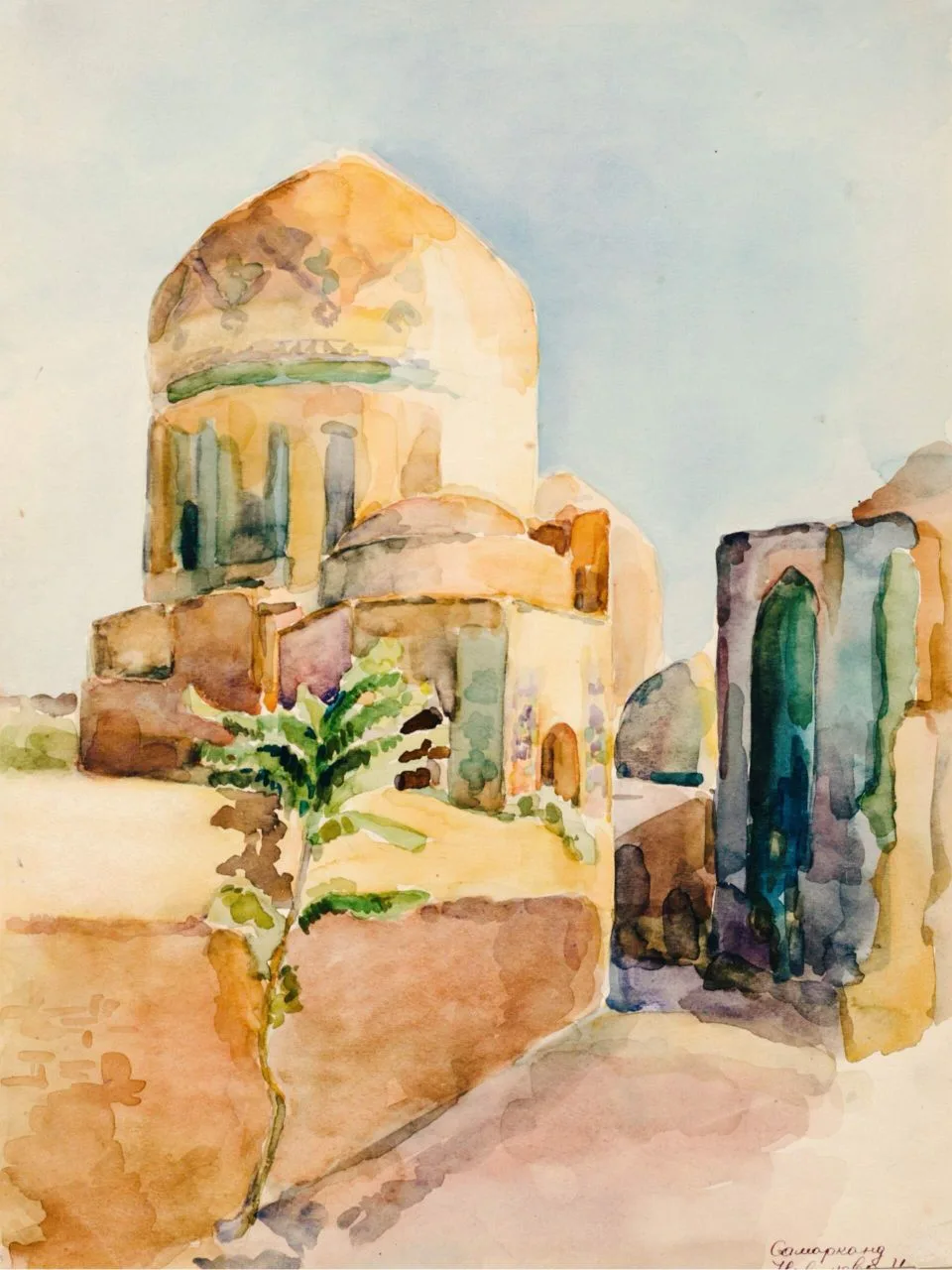 Узбекистан в акварелях и рисунках художницы И.К. Кулаковой. 1939 год. Из собрания Музея Востока 

1)
