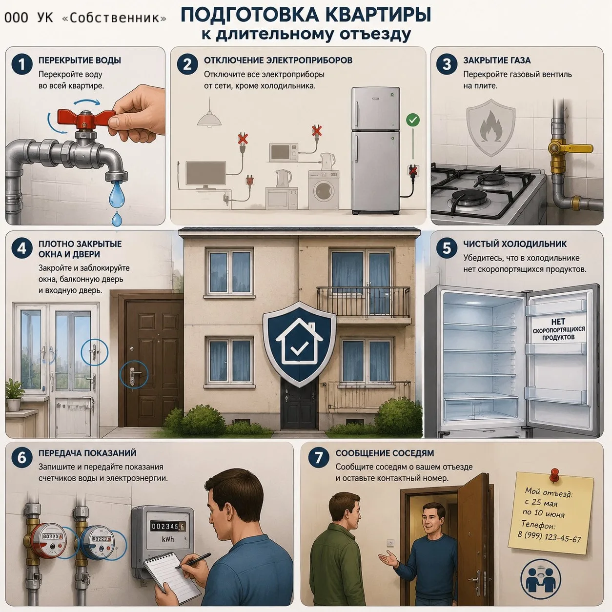 Уважаемые жители!

🌅С началом дачного сезона многие уезжают из города на длительное время. 
Просим 