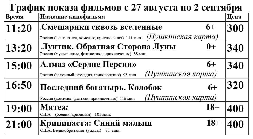 КУПИТЬ БИЛЕТ В КИНО