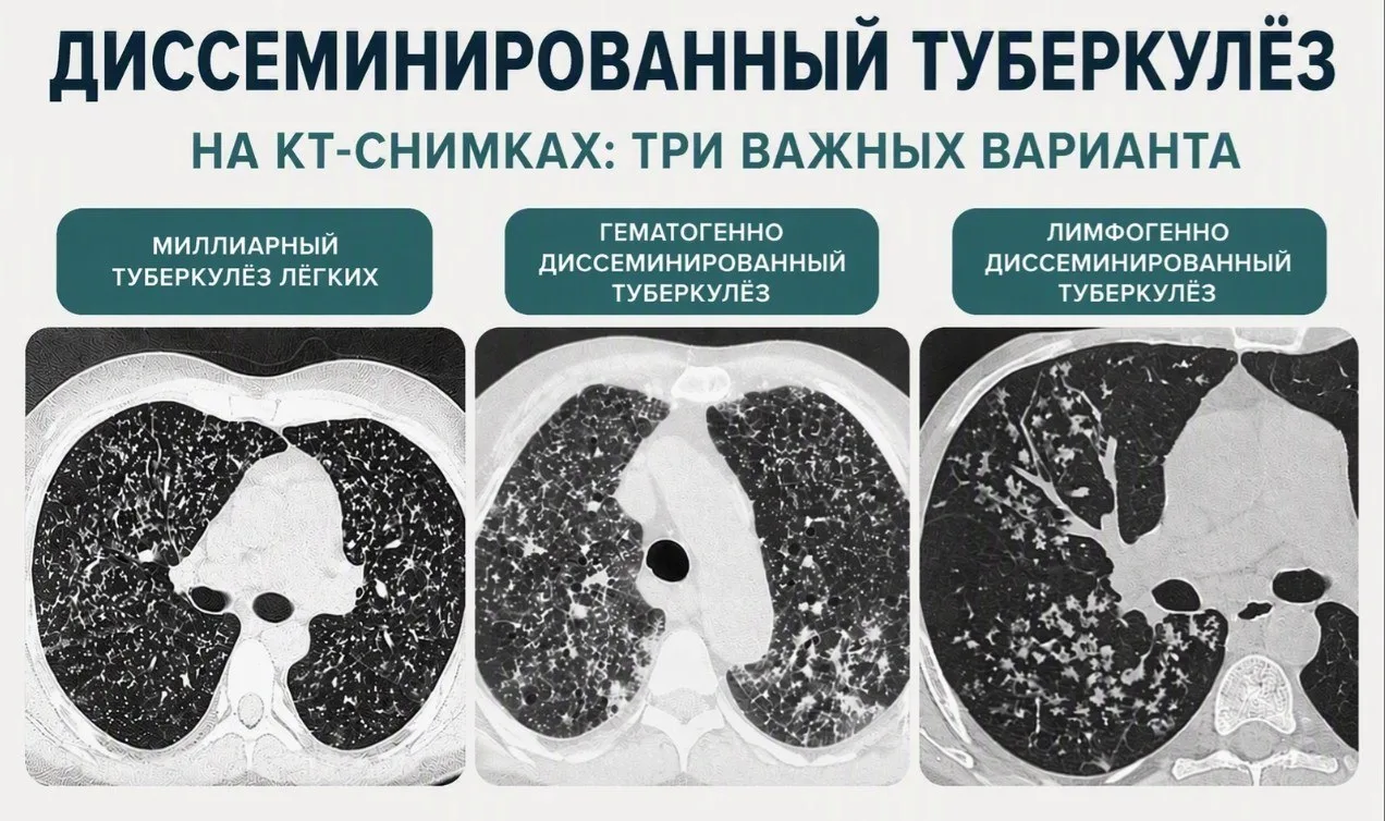 Диссеминированный туберкулёз на КТ✔️