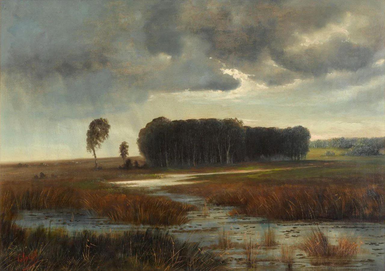 «Пейзаж с болотом и лесным островом», конец 1860-х-начало 1870-х.