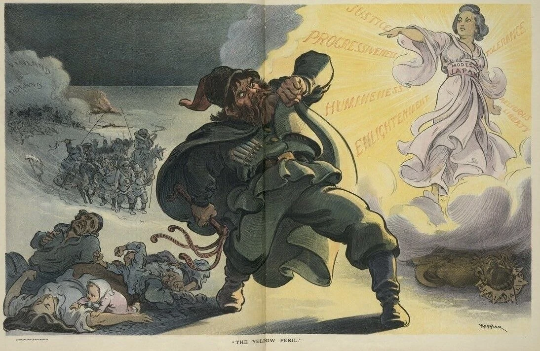 🇷🇺🇯🇵Во время Русско-японская войны 1904 — 1905 гг. американцы рисовали вот такие ка...