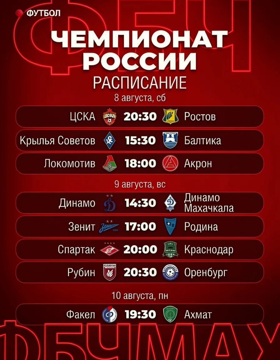 ⚡ РАСПИСАНИЕ 3-ГО ТУРА РПЛ