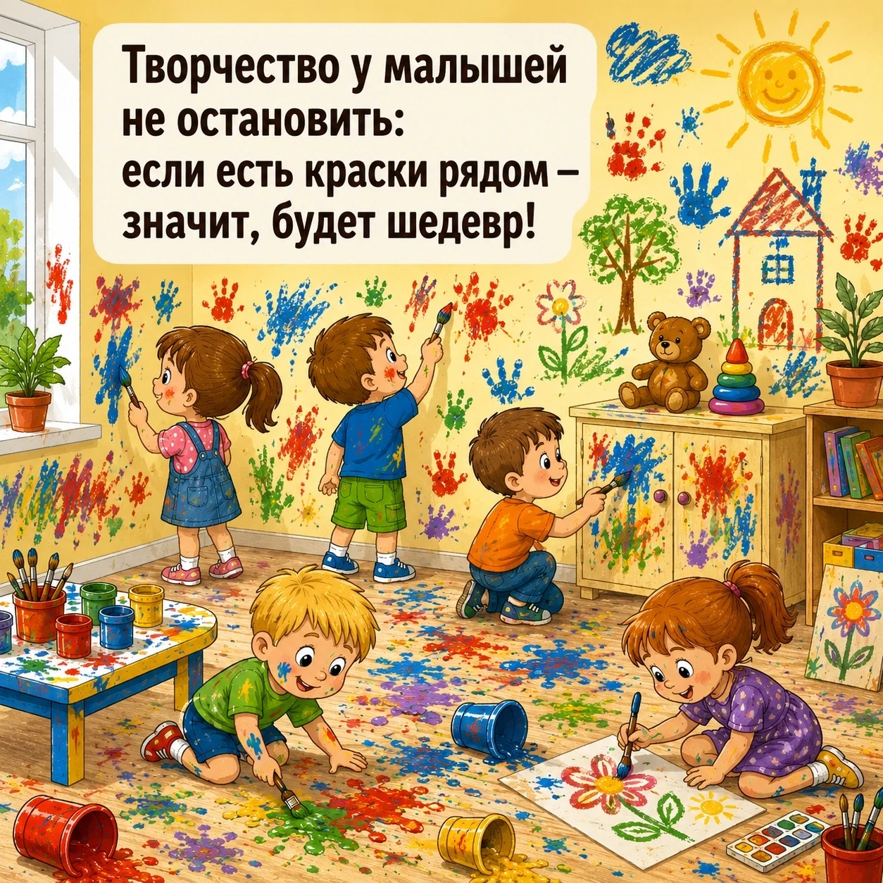 «Творчество у малышей не остановить: если есть краски рядом —