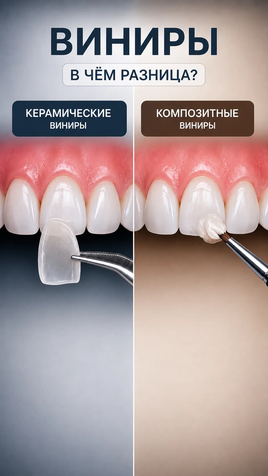 Керамические и композитные виниры - в чём разница