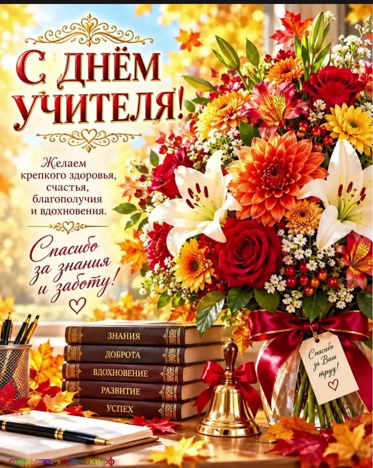 Дорогие коллеги! От всей души поздравляю вас с Днём Учителя! Счастья! Здоровья! Благопо...