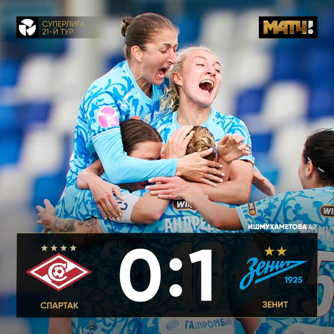 💪 «Зенит» до сих пор без поражений в чемпионате. Шикарный гол Ишмухаметовой стал побед...