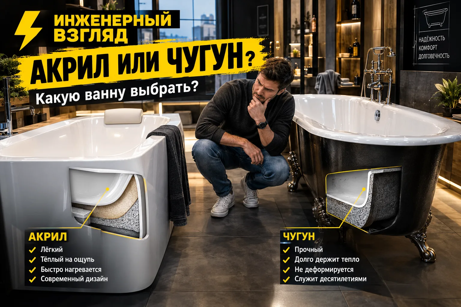 🛁 АКРИЛОВАЯ ИЛИ ЧУГУННАЯ ВАННА?