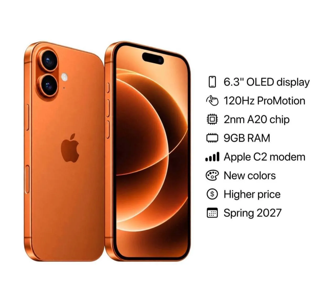🔥Первые подробности о базовой модели iPhone 18, которая выйдет в начале следующего года.