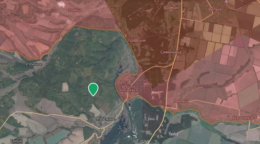 В лесном массиве Харьковской области, в районе н.п. Рубежное оператор FPV-дрона обратил внимание на 