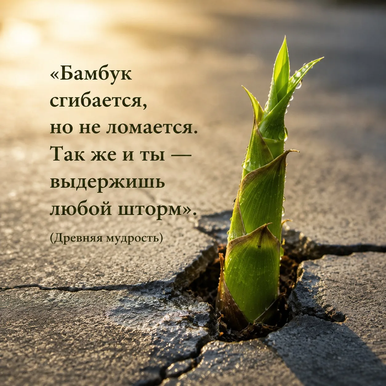 Бамбук сгибается, но не ломается. Так же и ты — выдержишь любой шторм. (Древняя мудрость)

#мотиваци