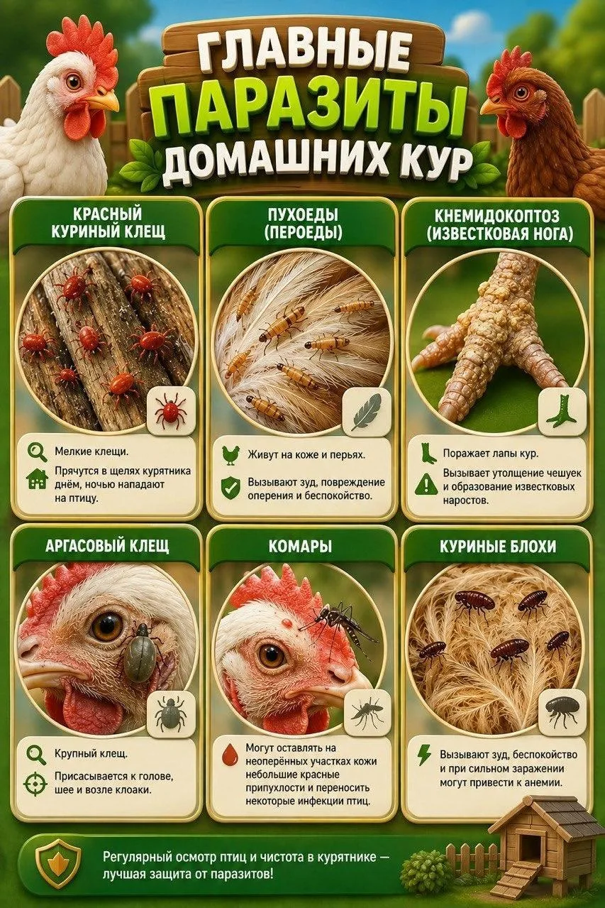 🐔 Паразиты у домашних кур: что нужно знать?