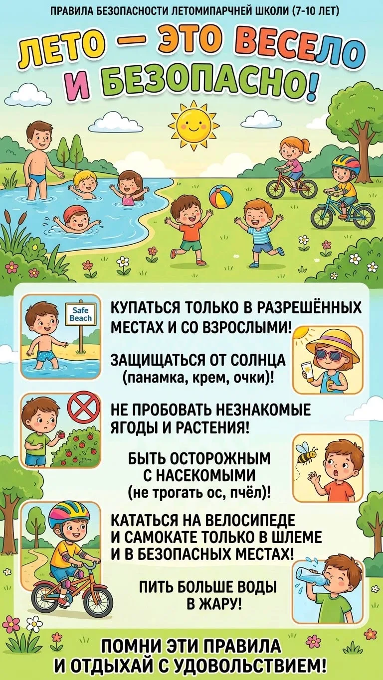 Тёплый сезон увеличивает риск солнечных ожогов, перегрева, травм и отравлений. Педиатры...