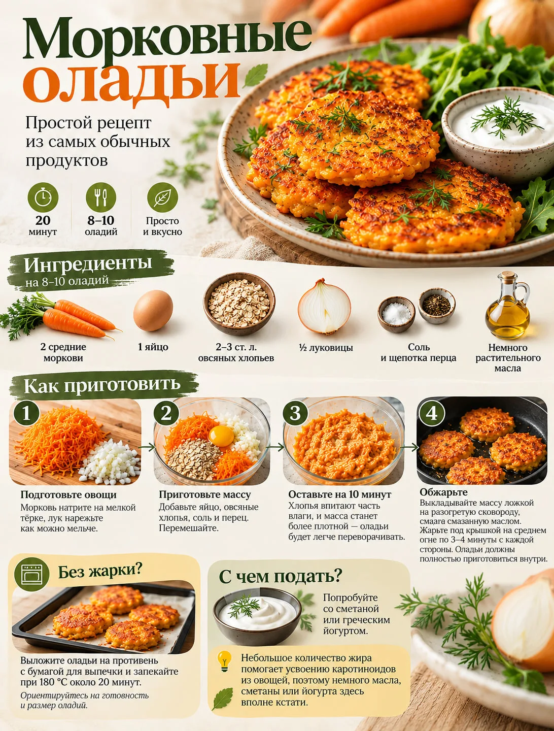 🥕 В холодильнике только морковь и яйца? Этого хватит на вкусный обед!