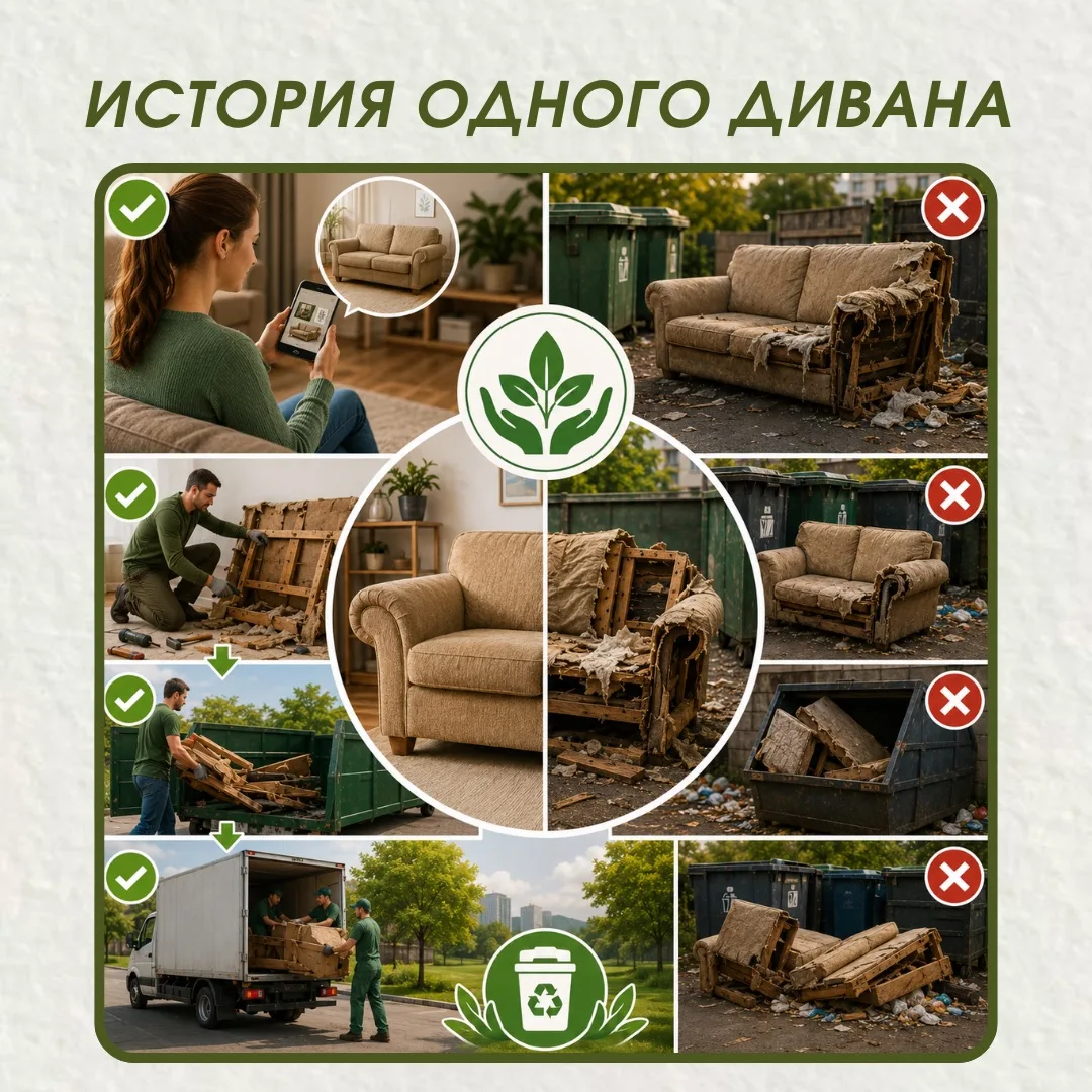 История одного дивана: как правильно выбрасывать старую мебель🛋️

У каждого старого дивана есть сво