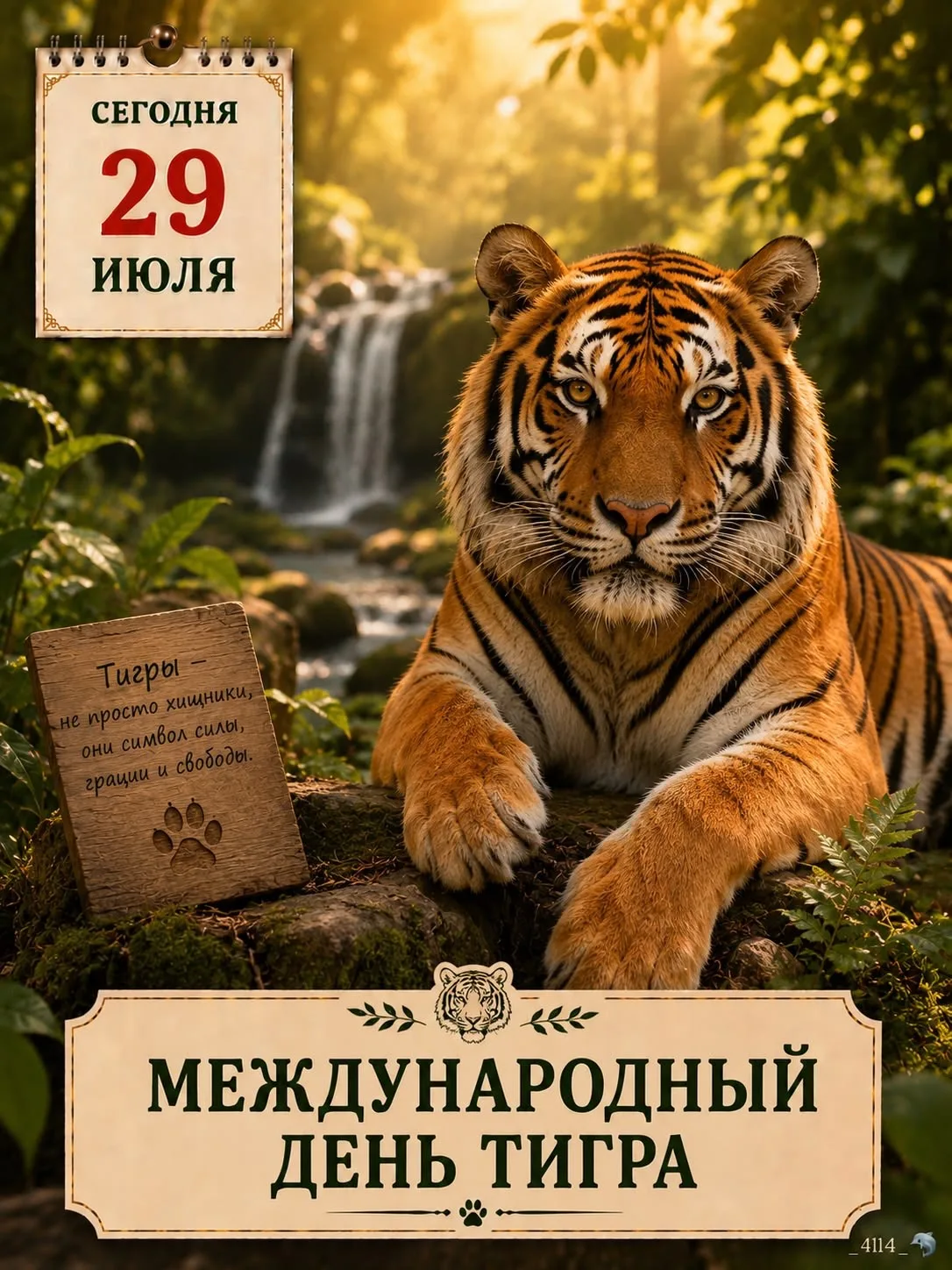 🐅 Сегодня — Международный день тигра! 🎉

Полосатый, сильный, гордый — тигр будто сошёл со страниц 