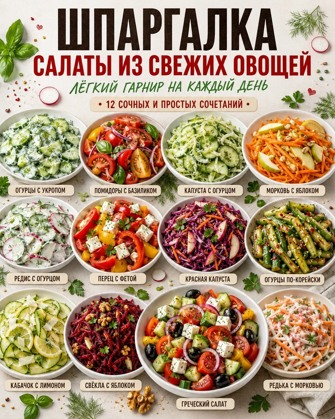 🥗 Салат из огурцов с укропом и сметаной 🥗