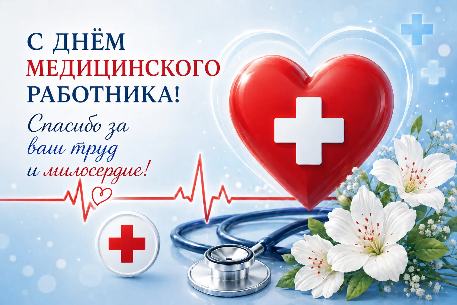 ❤️🕊21 июня – День медицинского работника
 
🏥Сегодня мы поздравляем врачей, фельдшеров, медсестер и