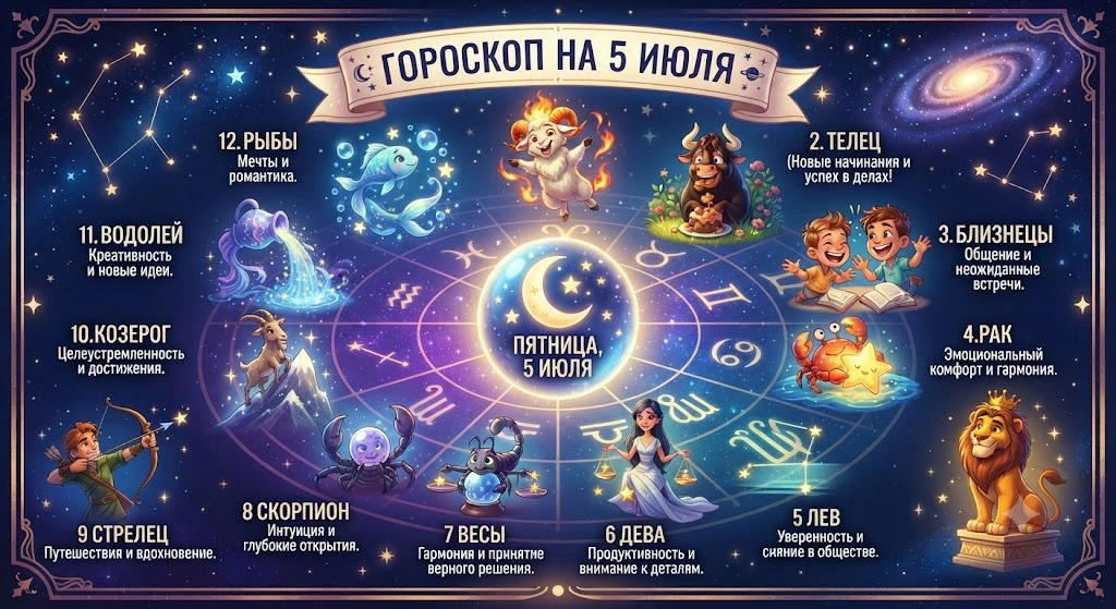 ✨ Астропрогноз: 5 июля 2026 — День «Стального Дракона»