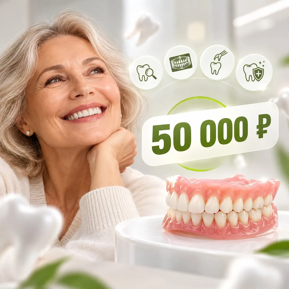 Протезирование зубов за 50 000 ₽ + подготовка бесплатно!