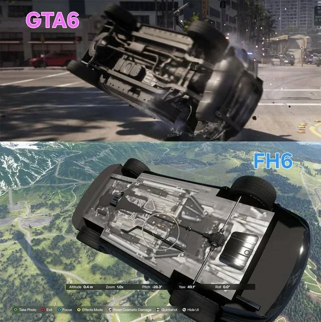 🎮 В сети сравнили проработку машин в GTA 6 и Forza Horizon 6