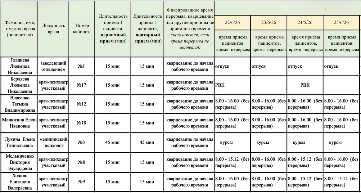 📌Актуальный график приема специалистов Психиатрической больницы г. Макеевки
📞Необходимую информаци