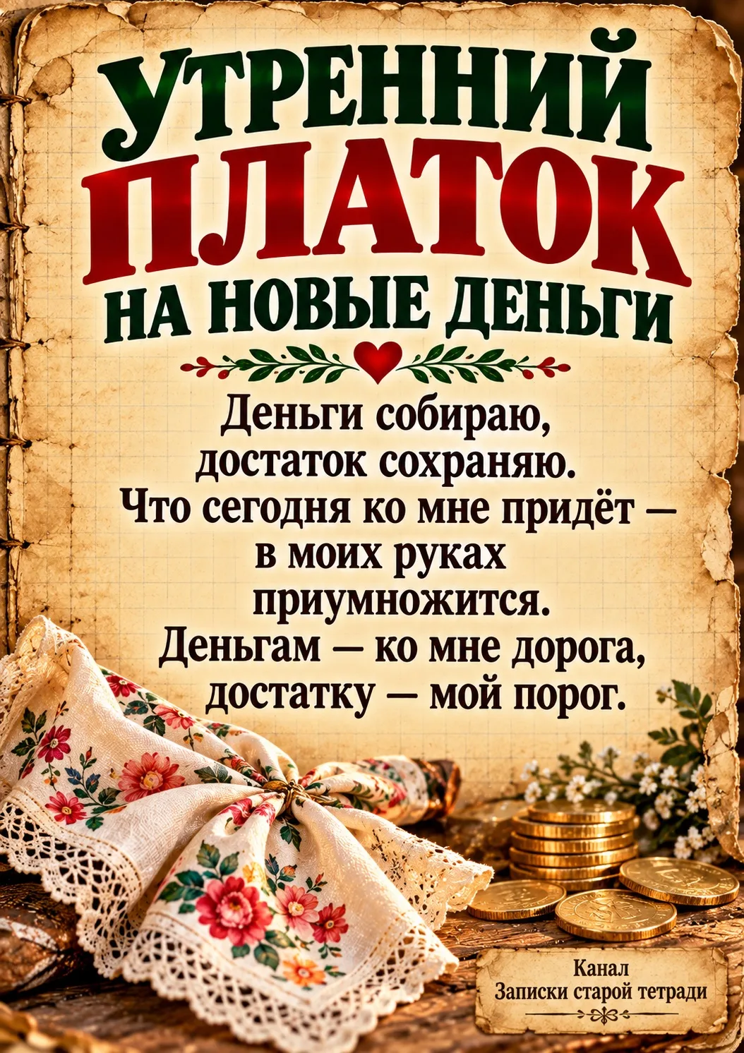 🧣 Утром возьмите чистый платок или небольшой кусочек ткани и сожмите его в ладонях.