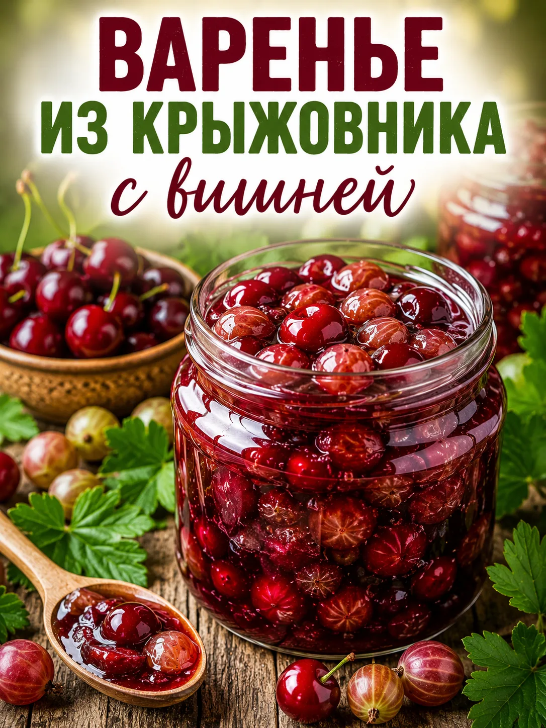 🍒 Варенье из крыжовника с вишней