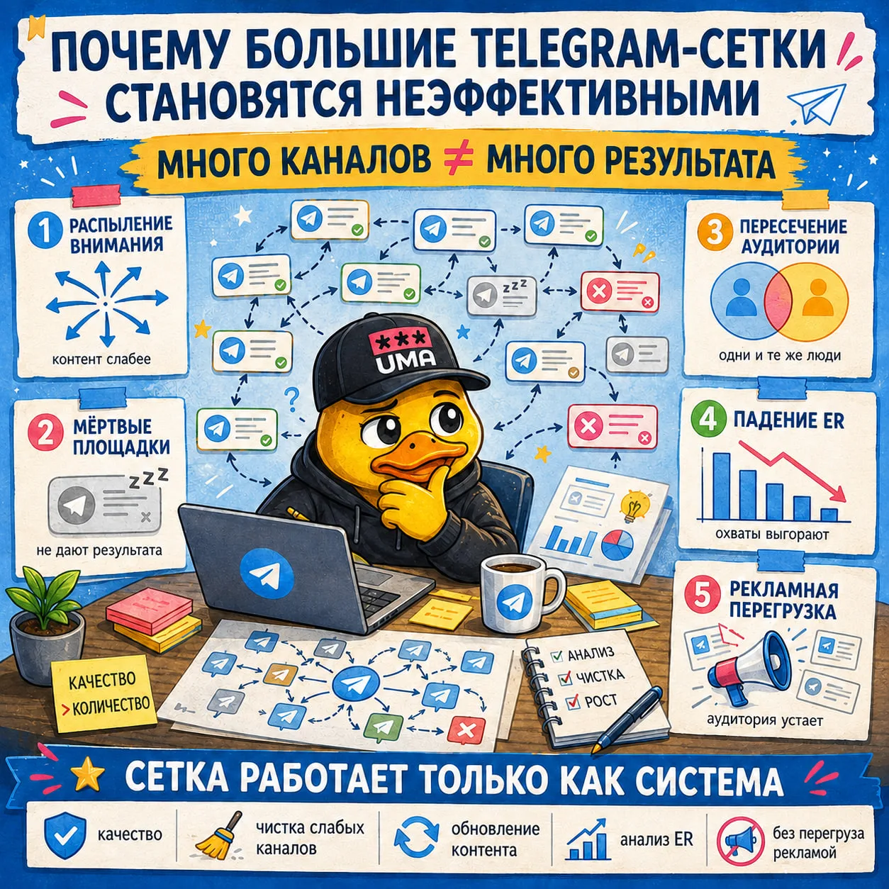 Почему большие Telegram-сетки часто становятся неэффективными