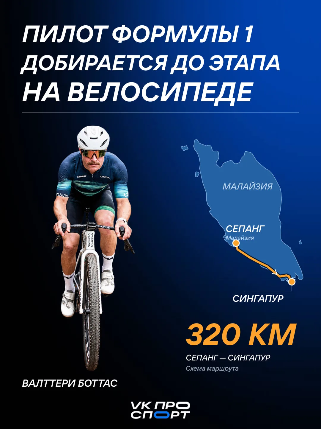 🚲🤯 Боттас едет на Гран-при Сингапура на велосипеде