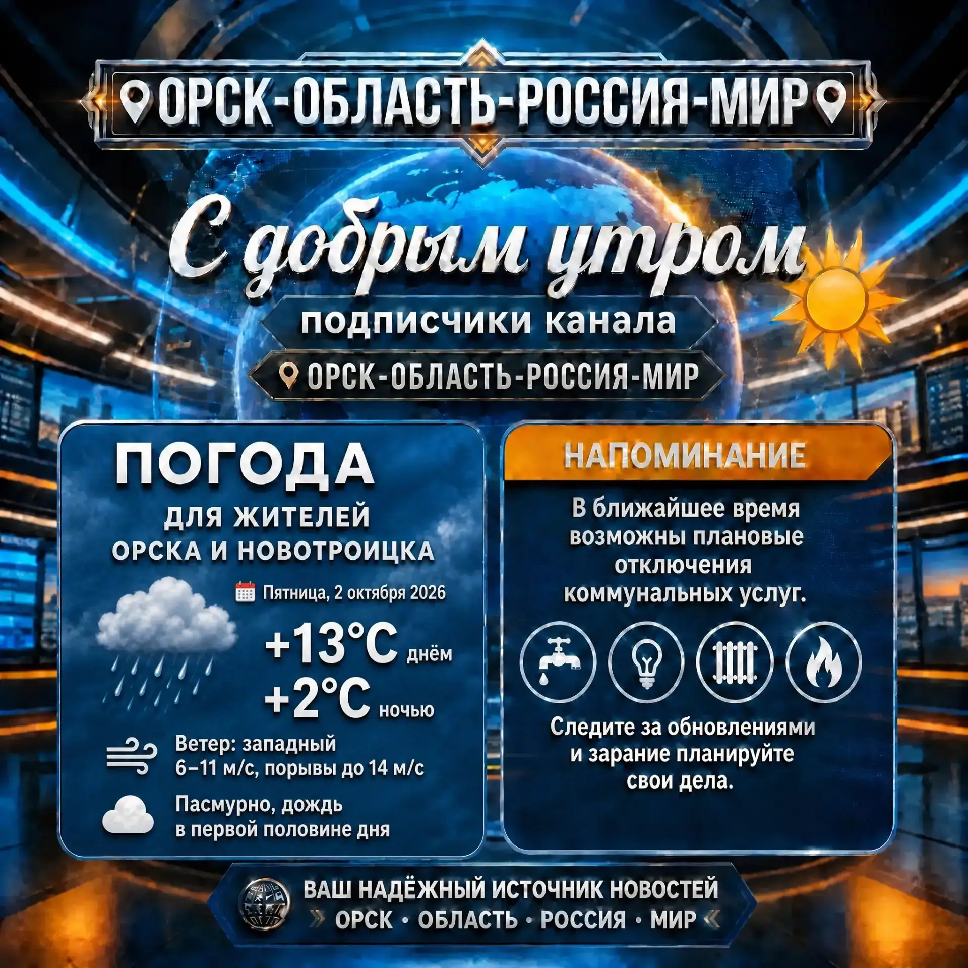 ☀️ Доброе утро, дорогие подписчики нашего канала 📌Орск-Область-Россия-Мир📌