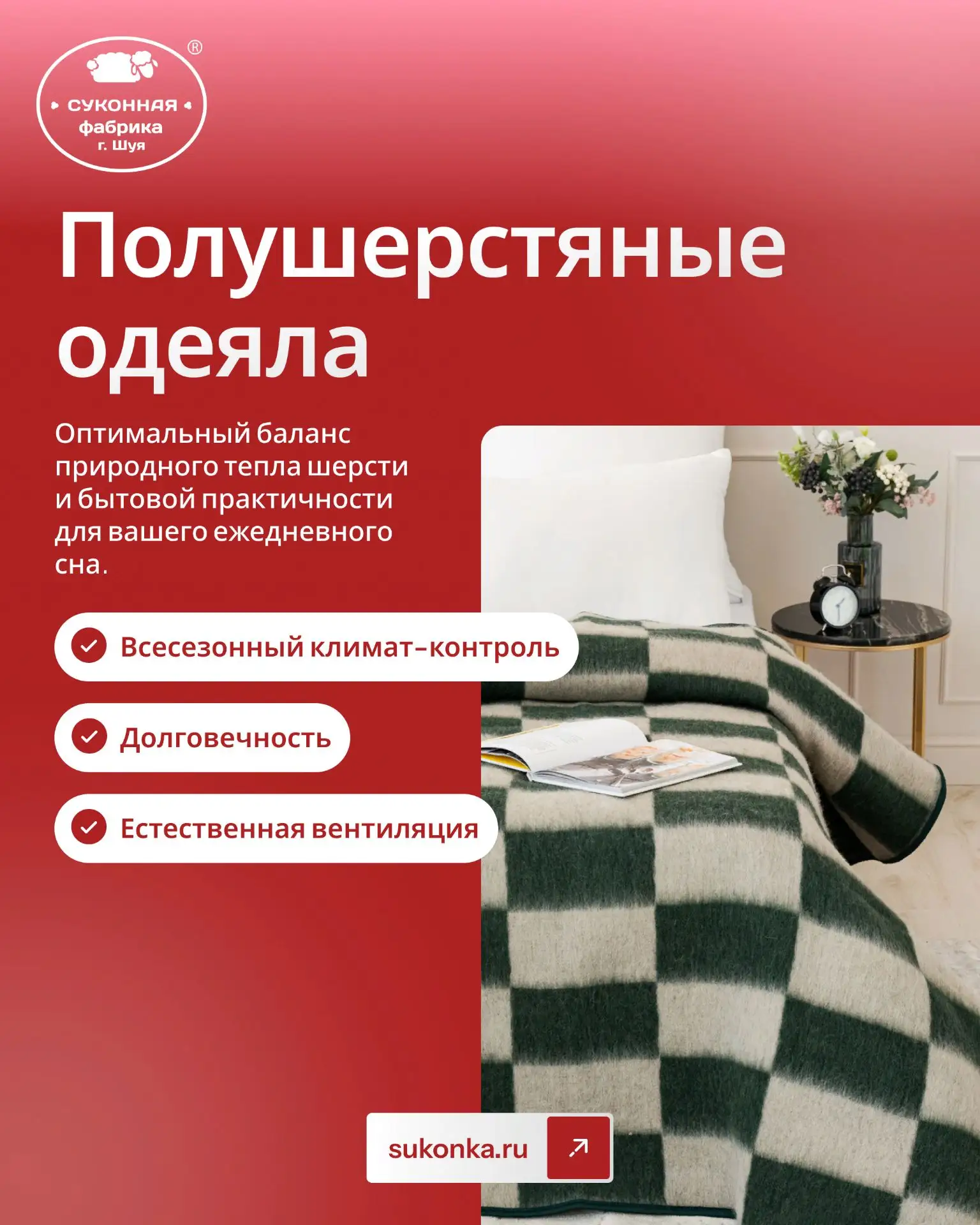 Полушерстяное одеяло прекрасно подойдет для использования в городских квартирах, и в да...