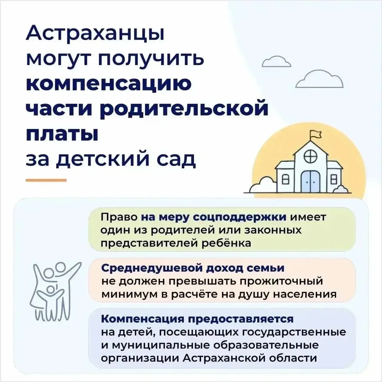 Астраханцы могут получить компенсацию части родительской платы за детский сад‼️