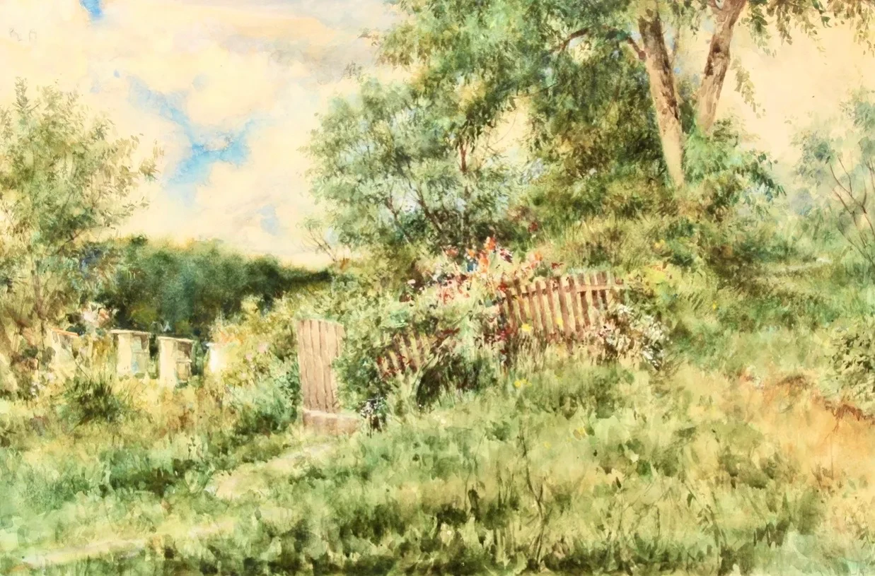 Лавриненко Б.И. (1919-1985) Лето. На пасеке. 1983. Бум., акв.