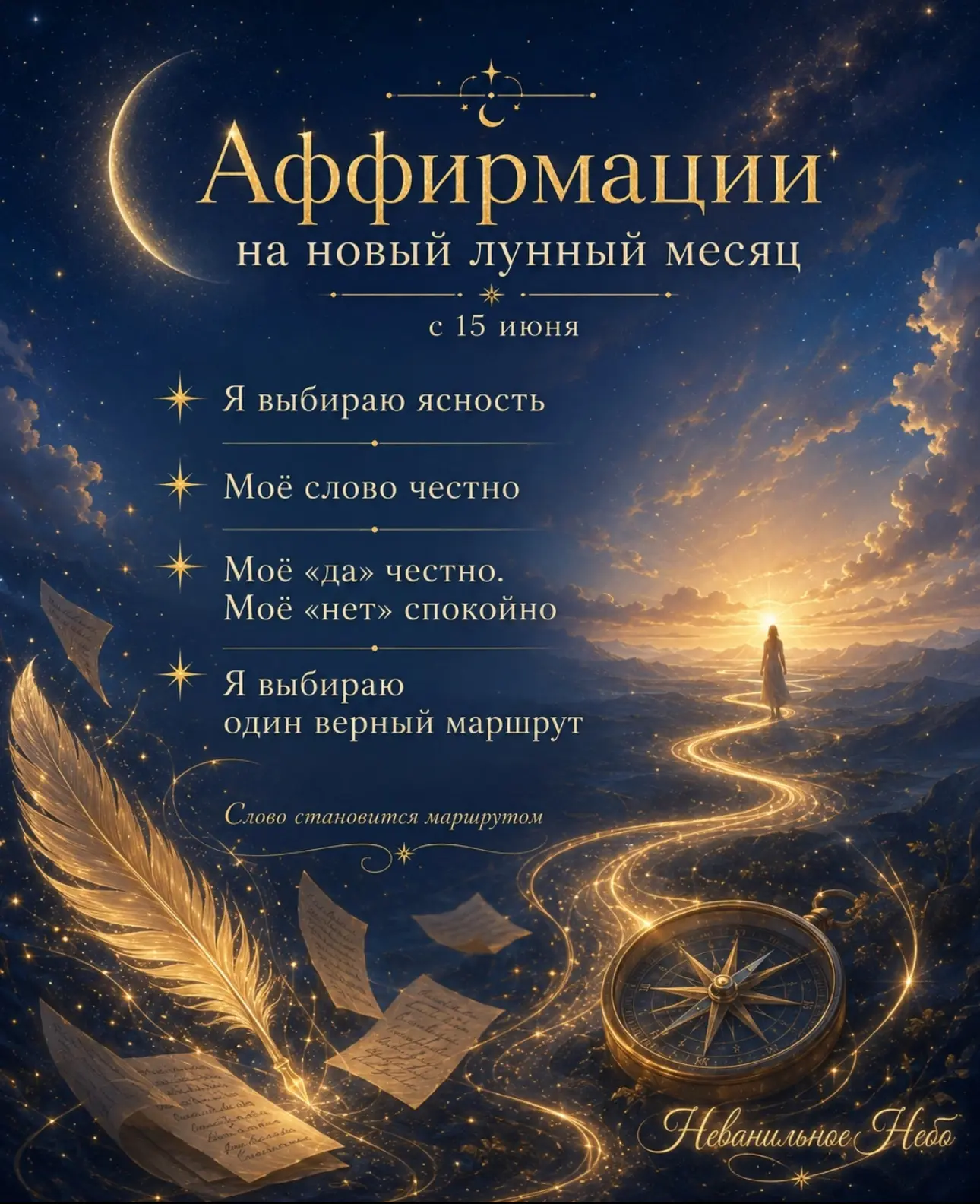 🌙 Аффирмации на новый лунный месяц с 15 июня
Месяц ясного слова, честного выбора и нового внутренне