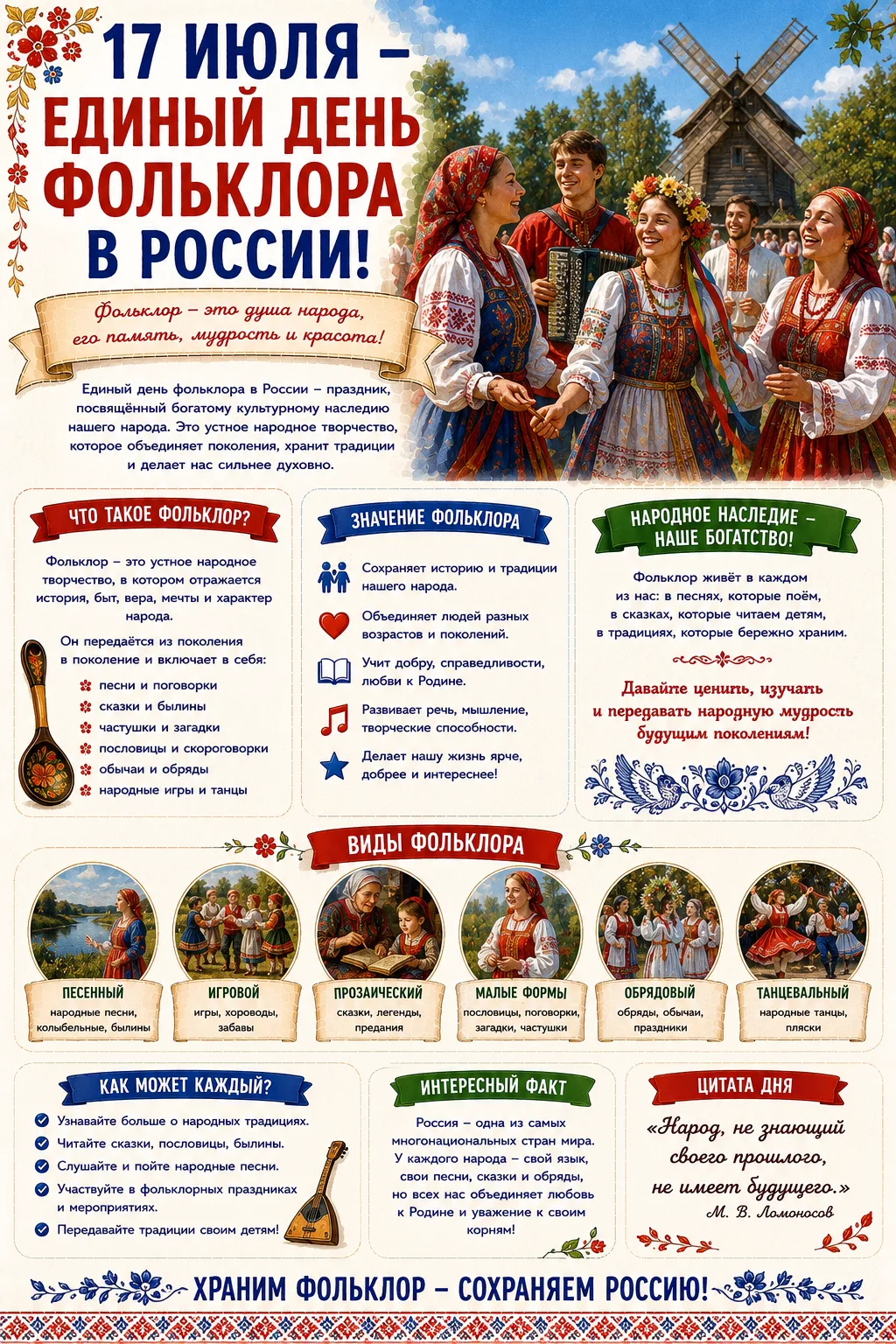 ✨ В честь праздника народного достояния рассказываем о фольклоре — душе нации, её исторической памят