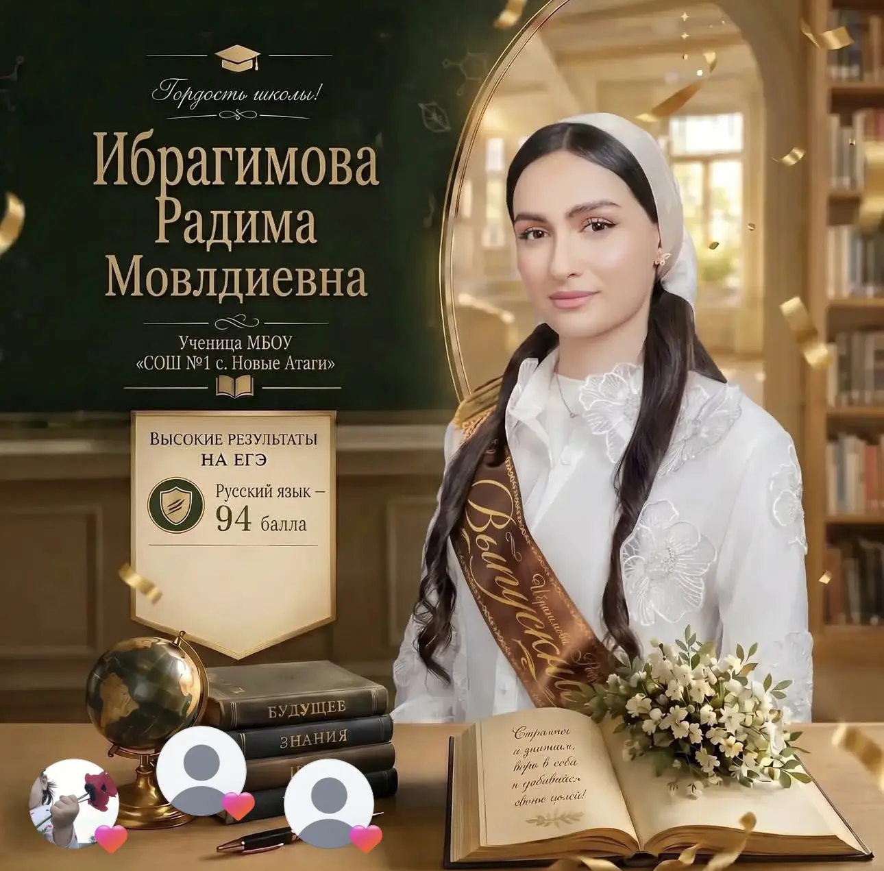 Ибрагимова Радима Мовлдиевна-
выпускница МБОУ «СОШ Nº1 с. Новые Атаги»
Результат Единого государстве