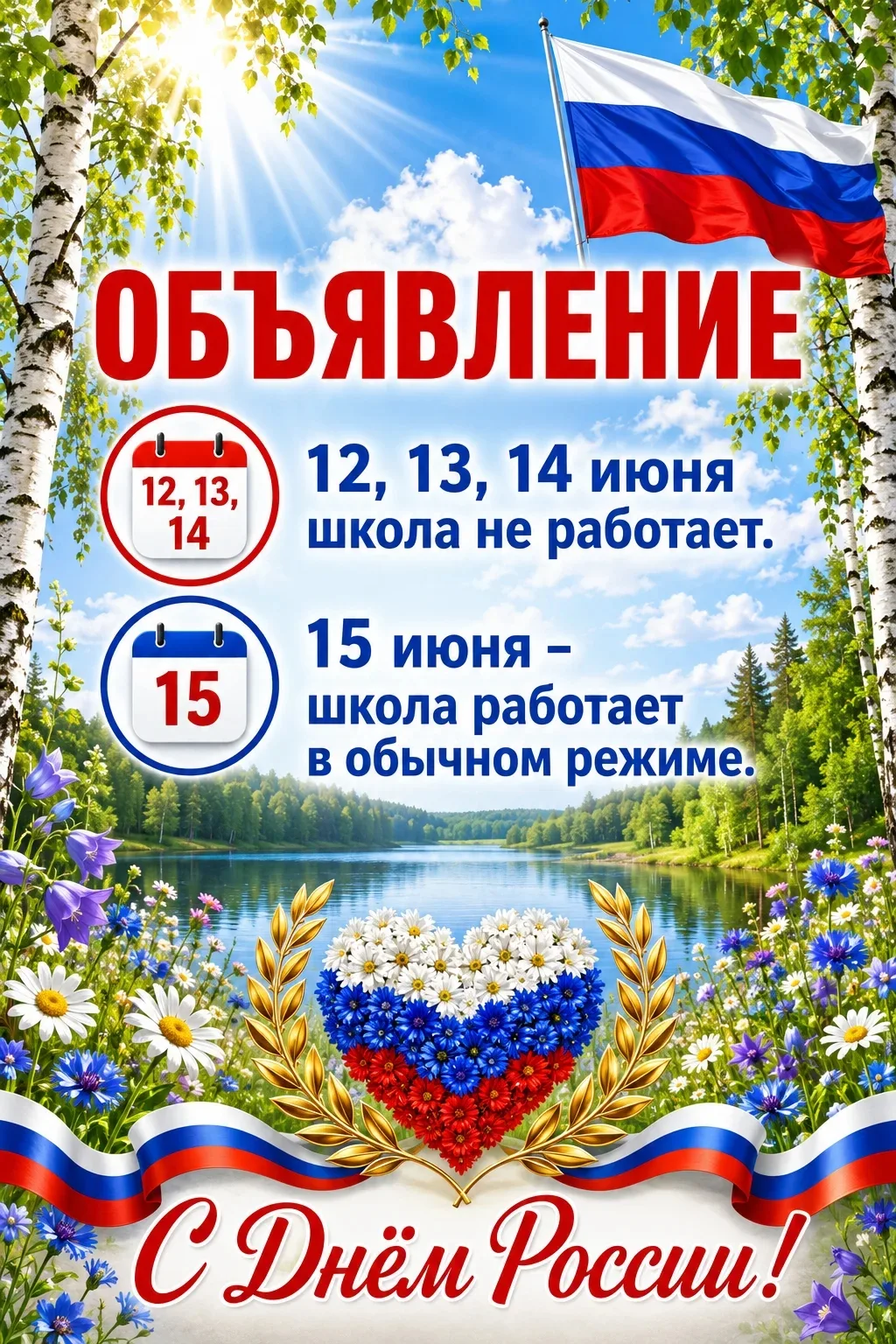 Уважаемые родители! 

✨Сообщаем, что летний лагерь не будет работать 12, 13 и 14 июня. 
 
Ждём ребят