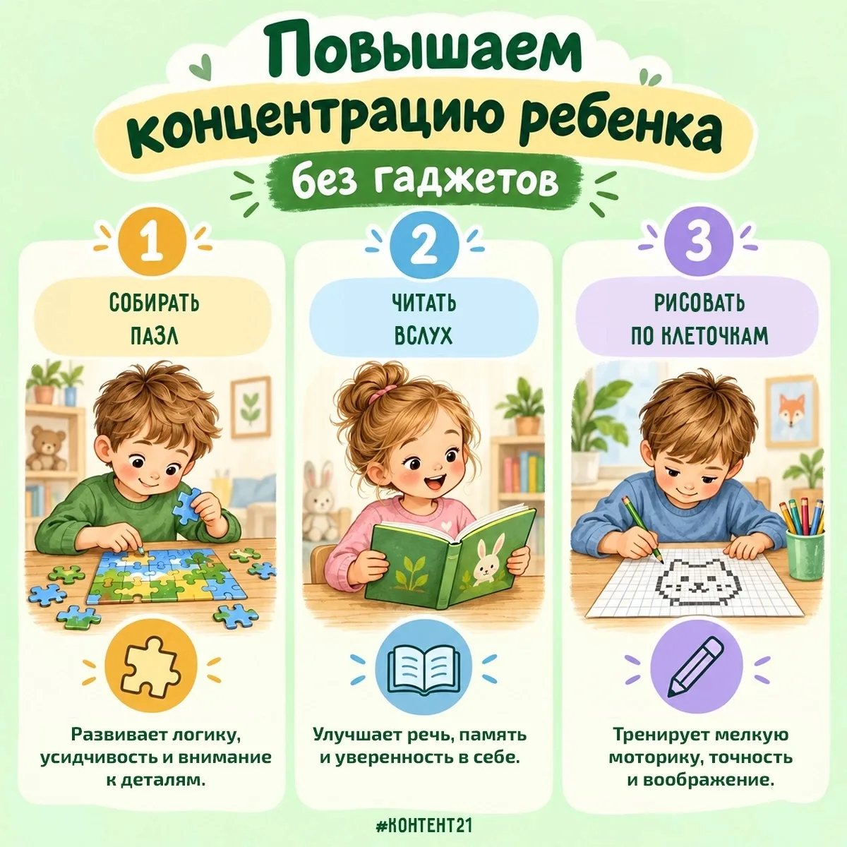 🧠 Развитие внимания и концентрации у дошкольников — без гаджетов!📵