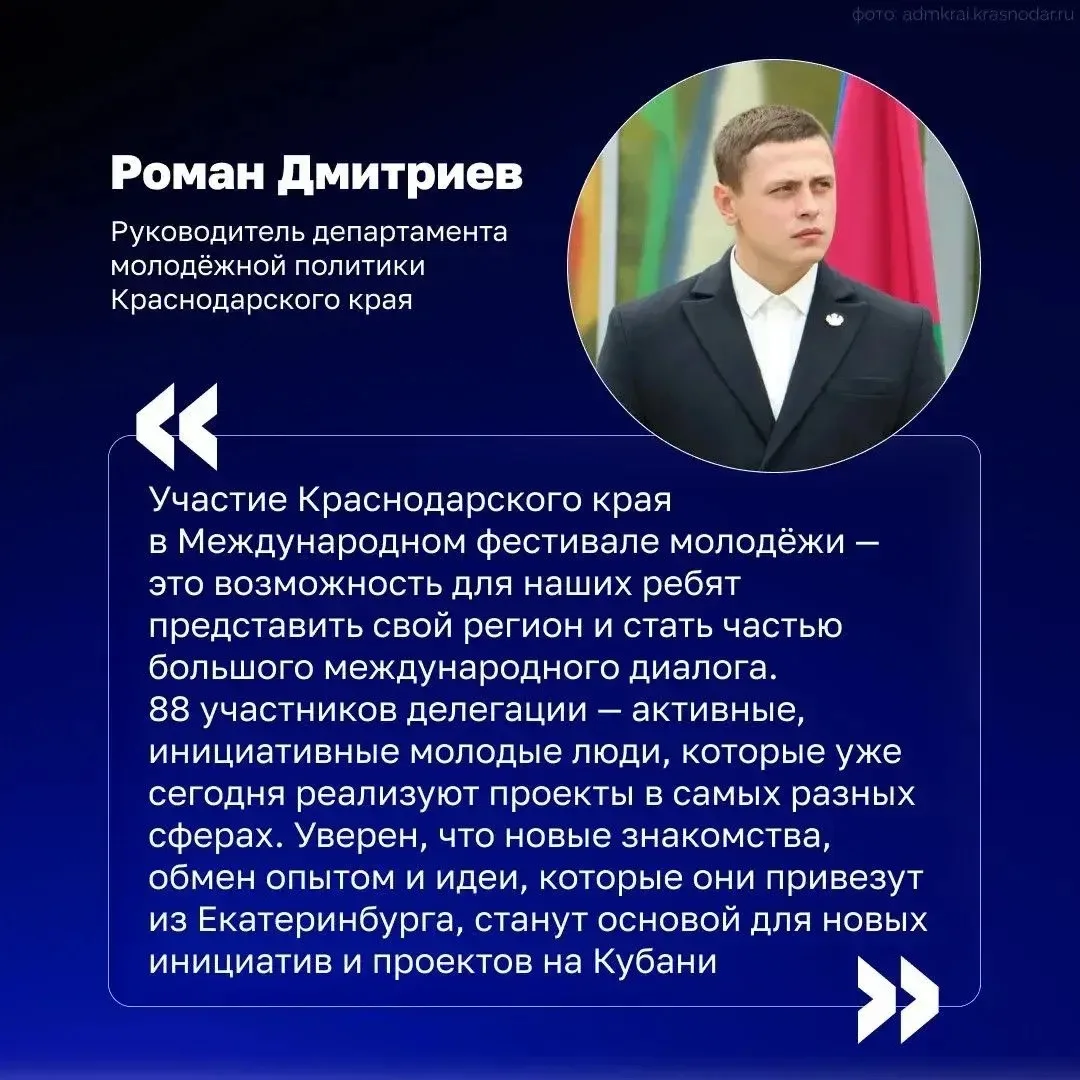 Делегация Краснодарского края принимает участие в Международном фестивале молодёжи!