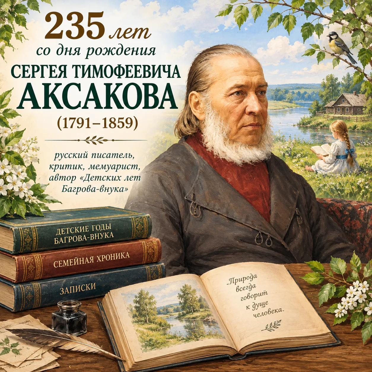 Сегодня отмечаем 235 лет со дня рождения Сергея Тимофеевича Аксакова (1791–1859), знаме...