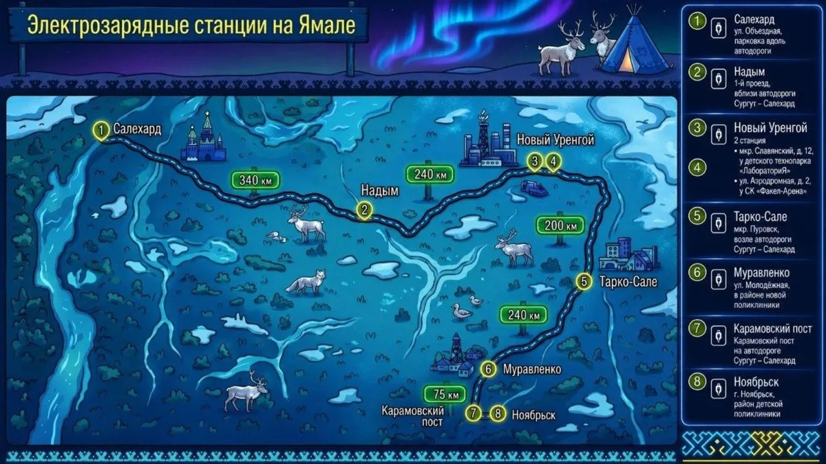 На Ямале заработали восемь электрозарядных станций