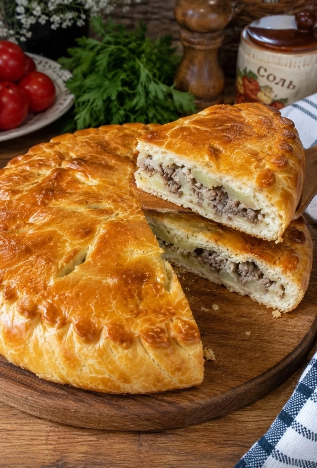 🔥 ПИРОГ С МЯСОМ И КАРТОШКОЙ — СЫТНЫЙ, СОЧНЫЙ И АРОМАТНЫЙ! 🤤 СОХРАНЯЙТЕ РЕЦЕПТ