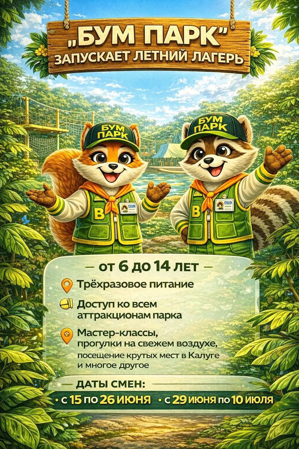 Приглашаем детей 6–14 лет в лагерь на базе Бум Парк — место, где каждый день наполнен и...