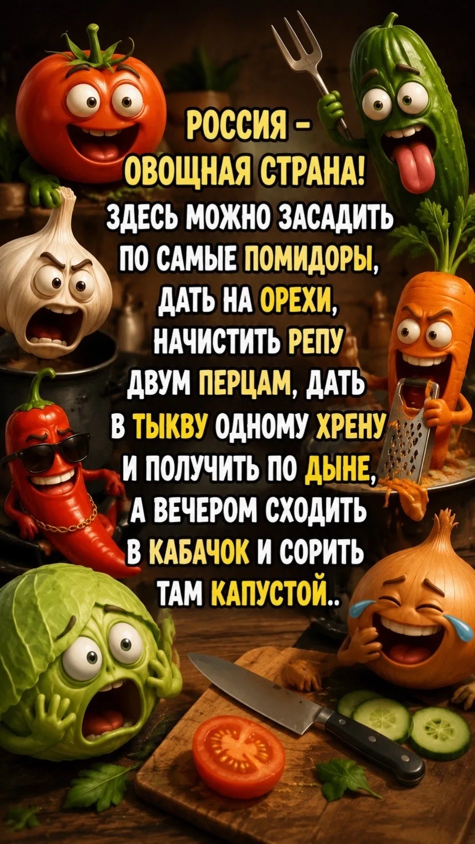 Русский язык — единственный в мире, где можно собрать полный салат, просто рассказывая ...