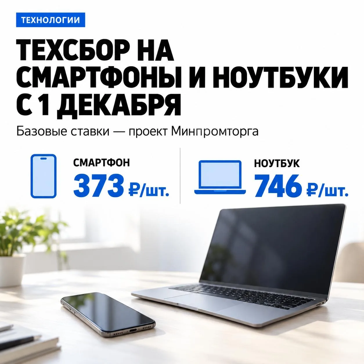 ❗️ Техсбор на смартфоны и ноутбуки начнут взимать в России с 1 декабря.