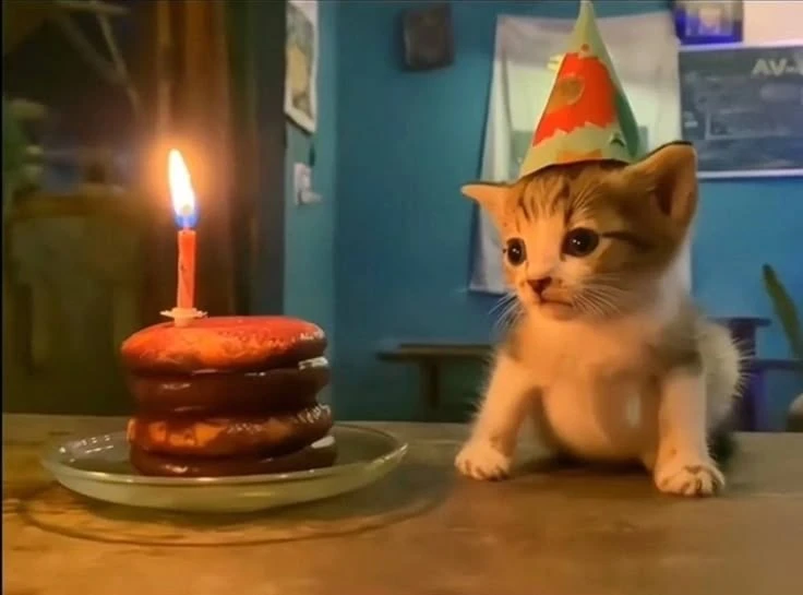 супер мили котикам 2 года!!!!!!! а свечка одна, ну котенок считать просто не умеет вот ...